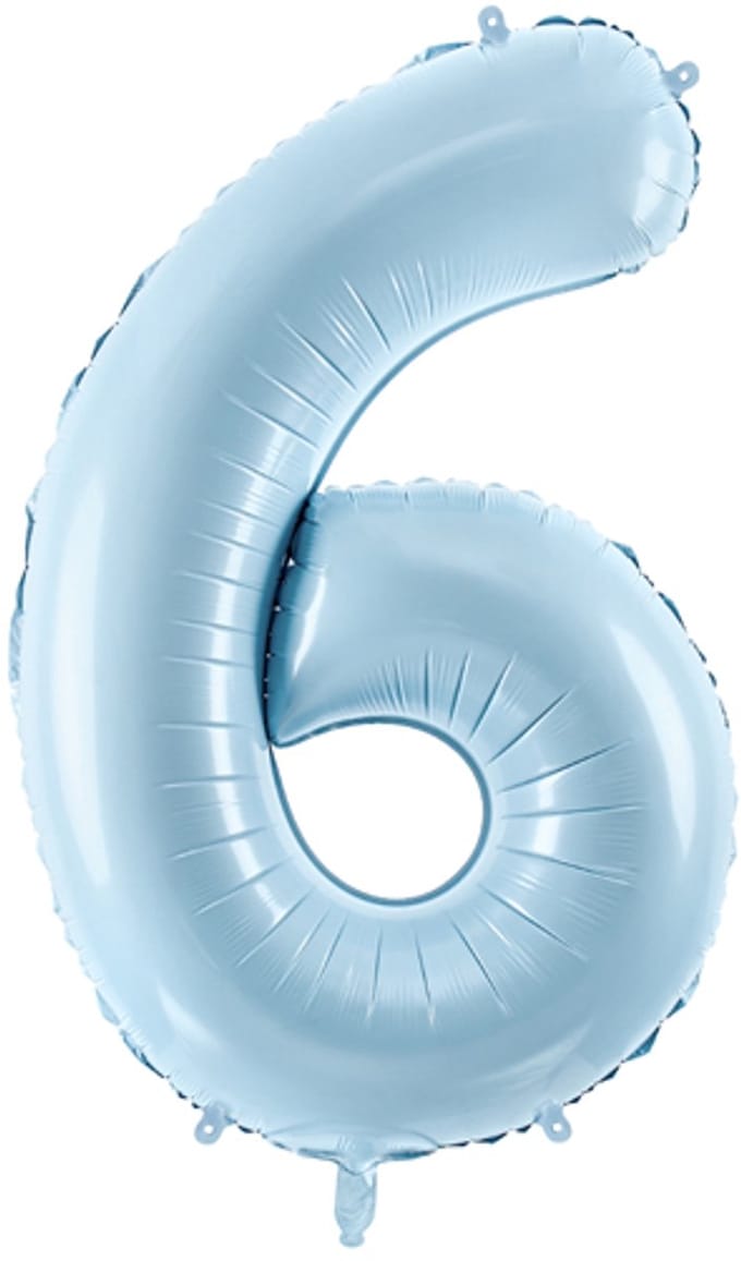 Folie ballon cijfer 6 72cm lichtblauw