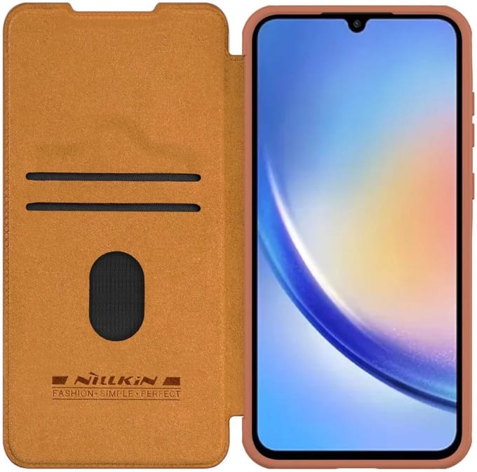 Nillkin Qin Leather Book Case Hoesje Bruin Geschikt voor Samsung Galaxy A35