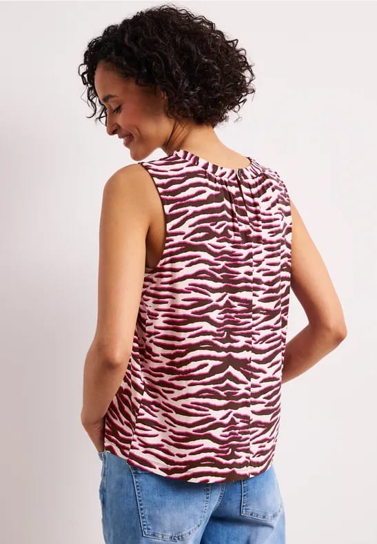 Top met ronde hals en zebraprint