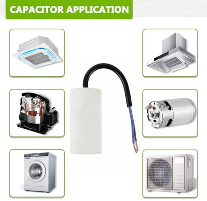 Condensatorstarter Elektromotor 30uF 450V met Draad 50/60Hz