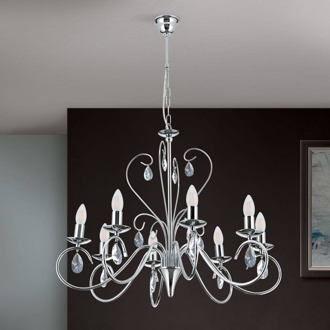 ORION Kroonluchter Alessia 8-lamps kristalglas chroom