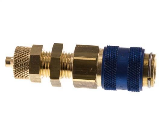 Messing DN 5 Blauw Luchtkoppeling Snelkoppeling 4x6 mm Push-On Schotkoppeling Double Shut-Off - CLS5-NB-B-BLU-SV-4