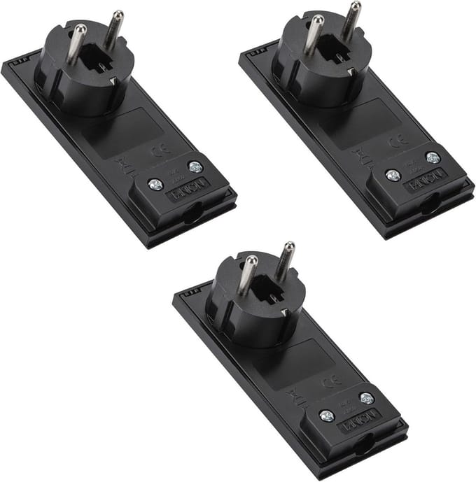 3-voudige Schuko-stekker, ruimtebesparend, draaibaar, 16A, zwart