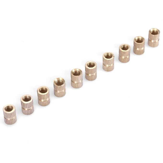 10pcs M6 Brass Cylinder Knurled Round Molded in Insert Embedded Nuts (M6*12L*8.3MM)