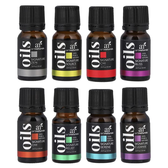Artnaturals, Essential Oil Set, 8 Blends, 8 Bottles, 10 Ml (0.33 Fl Oz) Each