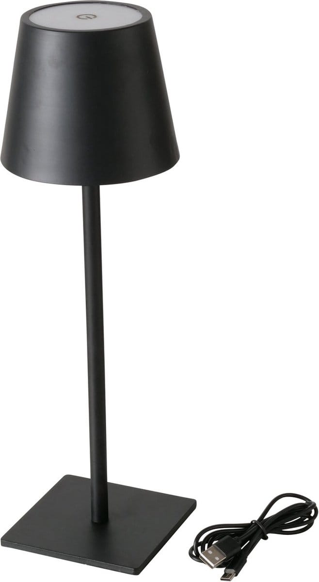 Boltze tafellamp Tendo zwart metaal 35 cm hoog oplaadbaar