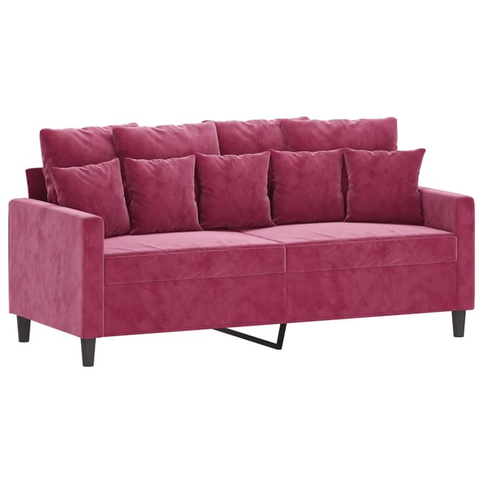 vidaXL - 3-delige - Loungeset - met - kussens - fluweel - wijnrood