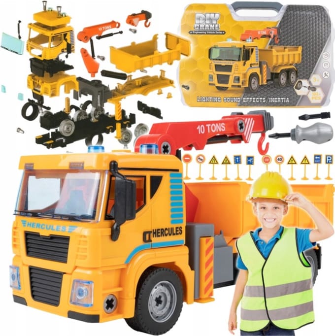 Playos® - Bouwset Auto - Geel - 104 Delig - STEM Speelgoed - Educatief - Technisch Speelgoed - Bouwen - Constructiespeelgoed