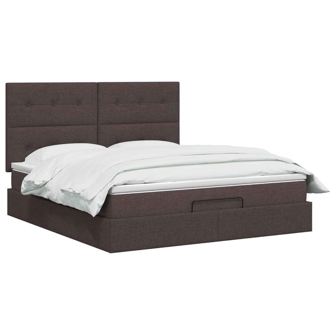 vidaXL - Ottoman - bed - met - matras - Donkerbruin - 140 - x - 200 - cm - Stof