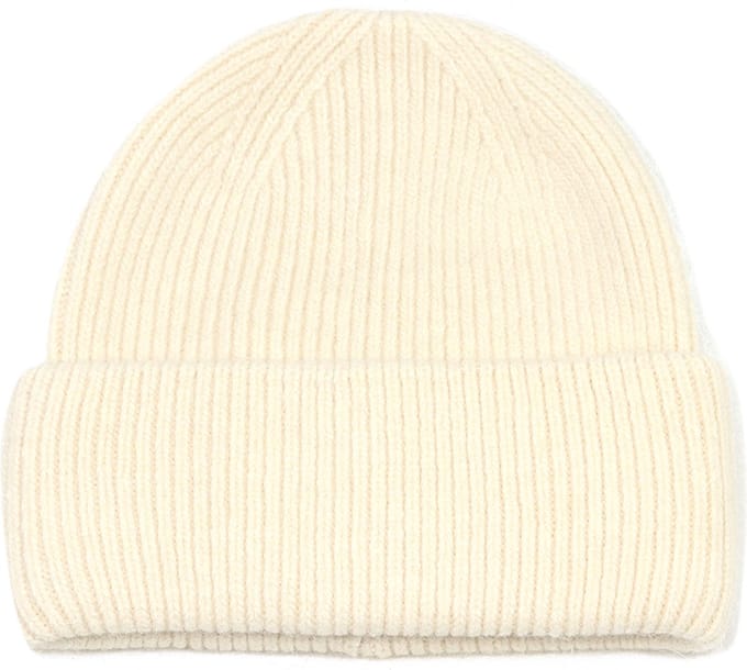 Wollen wintermuts voor dames - vanille - beanie met brede rand - one size - wol/acryl - crème - STUDIO Ivana