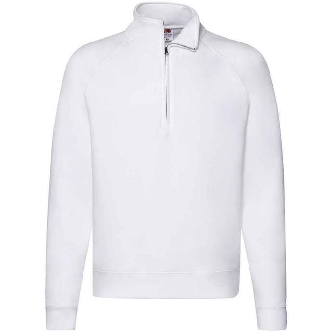 Fruit of the Loom Heren Premium Zip Neck Heather Sweatshirt (Wit)