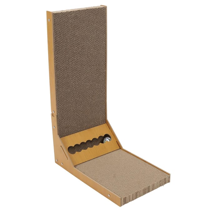 L-vorm Kattenkrabber Duurzaam Karton Kattenkrabmat Interactief Kattenkrabspeelgoed voor Binnen beige