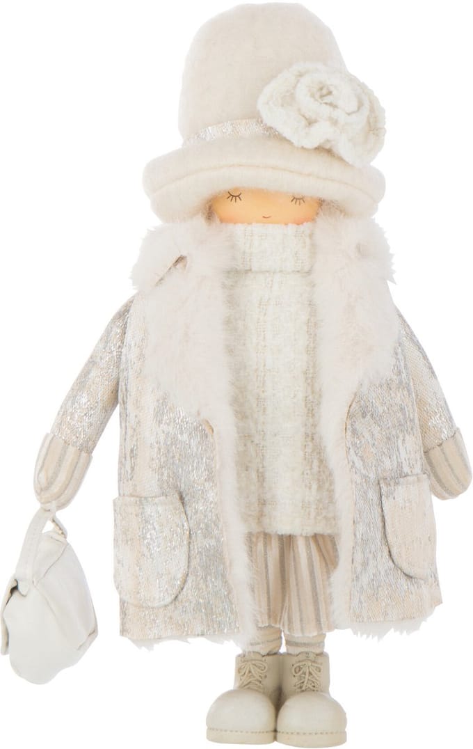 J-Line figuur Meisje + Tas - polyresin - wit - small