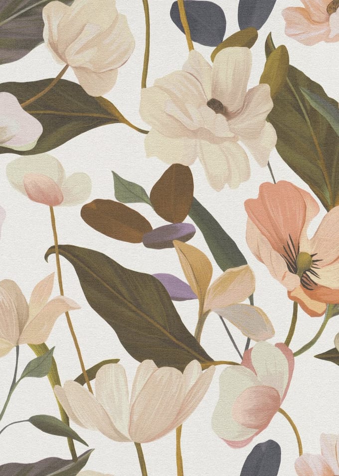 Erismann Vinylbehang 10508-05 - Floralie - Botanisch Wit - 53cm x 10.05m