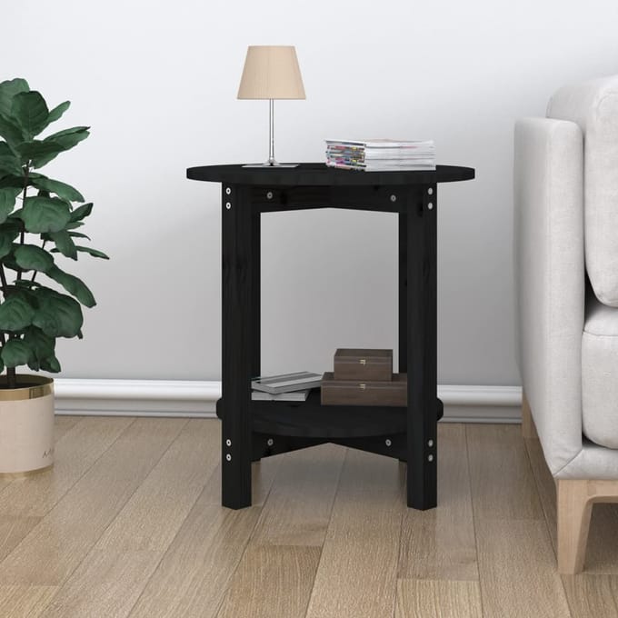 vidaXL - Salontafel - Ø - 55x60 - cm - massief - grenenhout - zwart