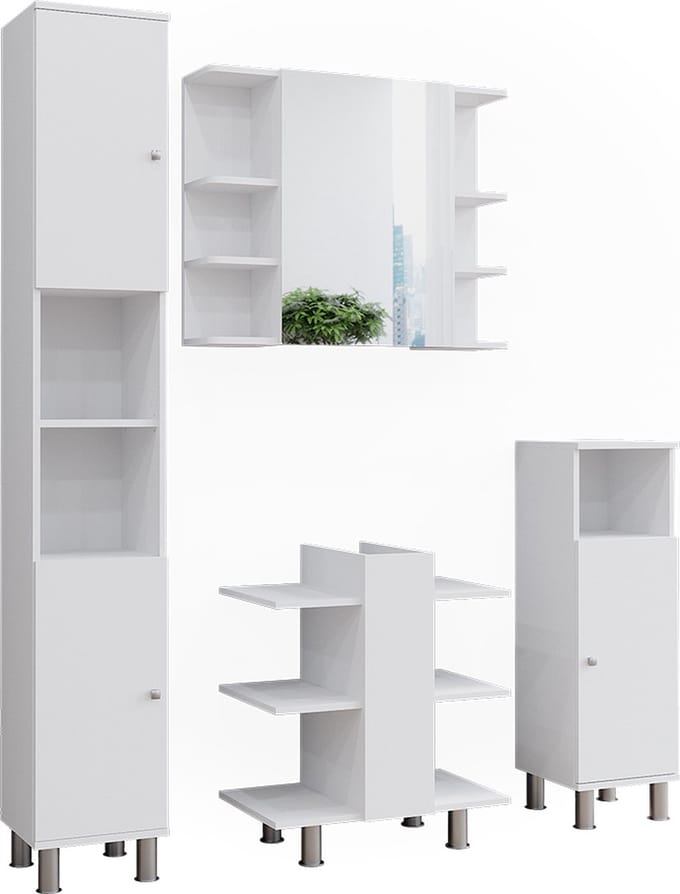 Vicco Badkamermeubelset Fynn, Wit, 4-delig