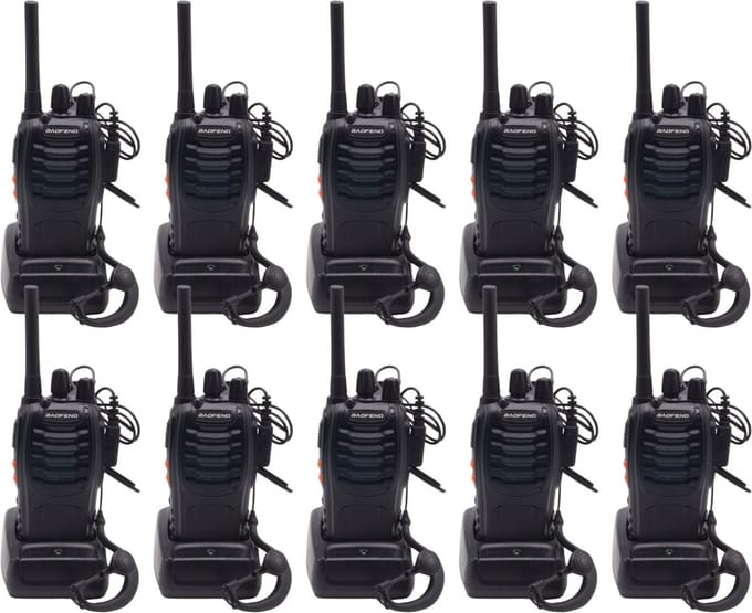 Walkietalkie - Set van 10x Baofeng BF-88E PMR portofoons - Met headsets