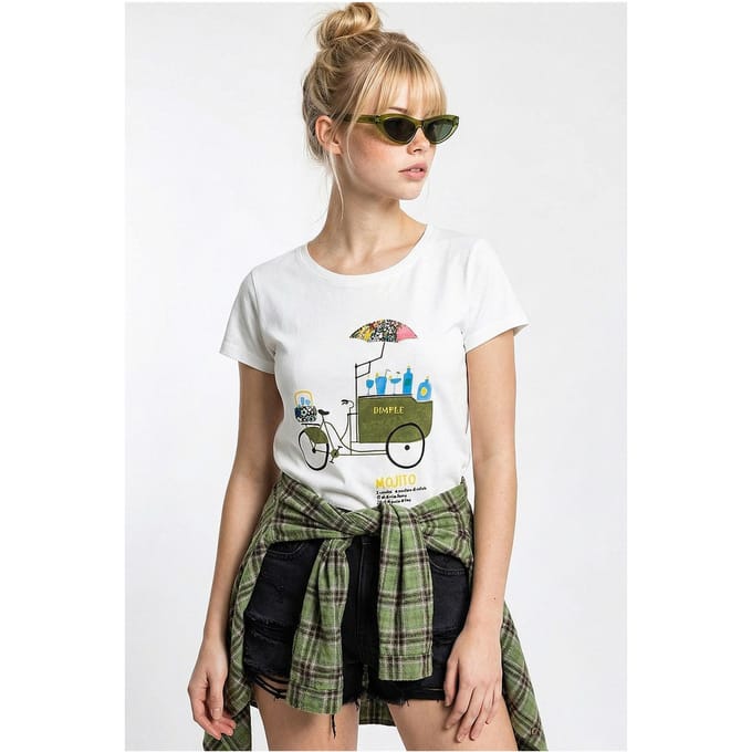 Geborduurde Geprinte Ronde Hals T-shirt