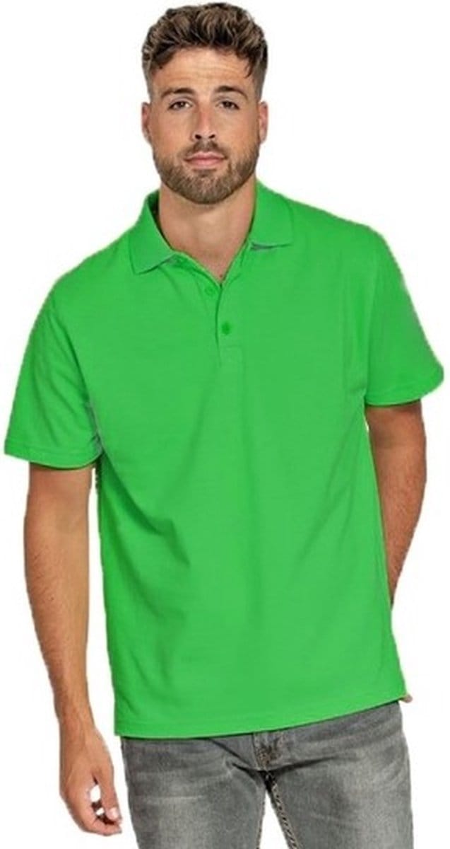 Lemon & Soda Heren basic poloshirt - limegroen - korte mouw - katoen - 220 gram M