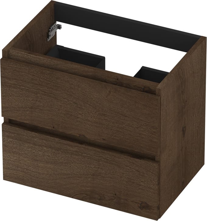 INK® wastafelonderkast 2 laden greeploos fineer eiken 60x52x40cm, chocolate