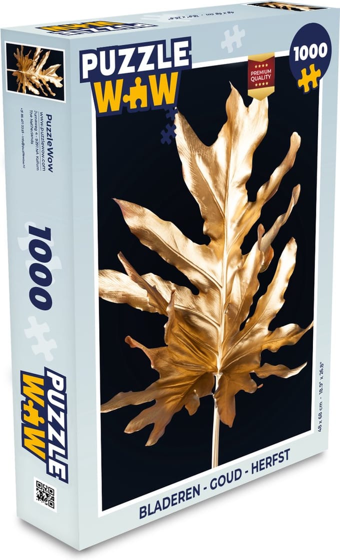 Puzzel Bladeren - Goud - Herfst - Natuur - Luxe - Legpuzzel - Puzzel 1000 stukjes volwassenen