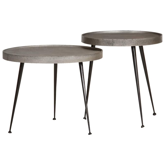 vidaXL - Salontafel - 2 - stuks - zilverkleurig - bewerkt - hout