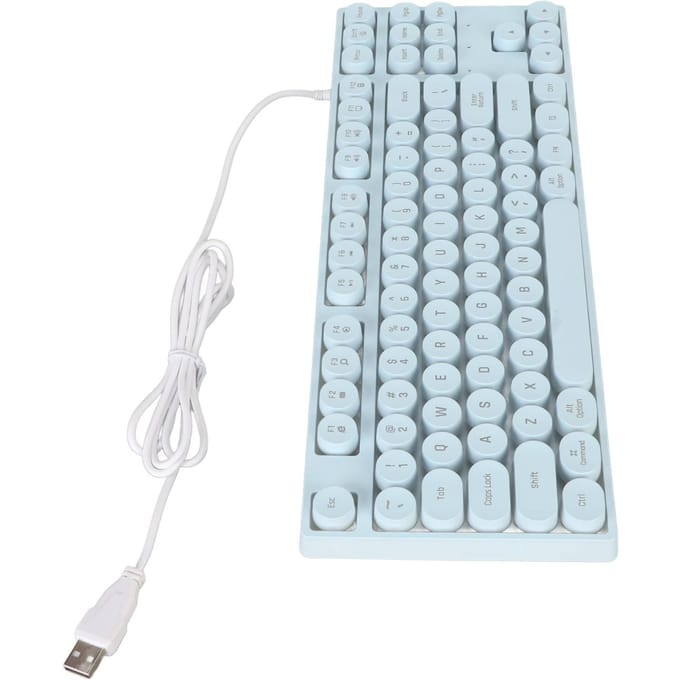 Gaming Toetsenbord USB Rond 87 Toetsen Kleurrijk Achtergrondlicht Ergonomisch Mechanisch Aanslag Bedraad Toetsenbord voor blauw