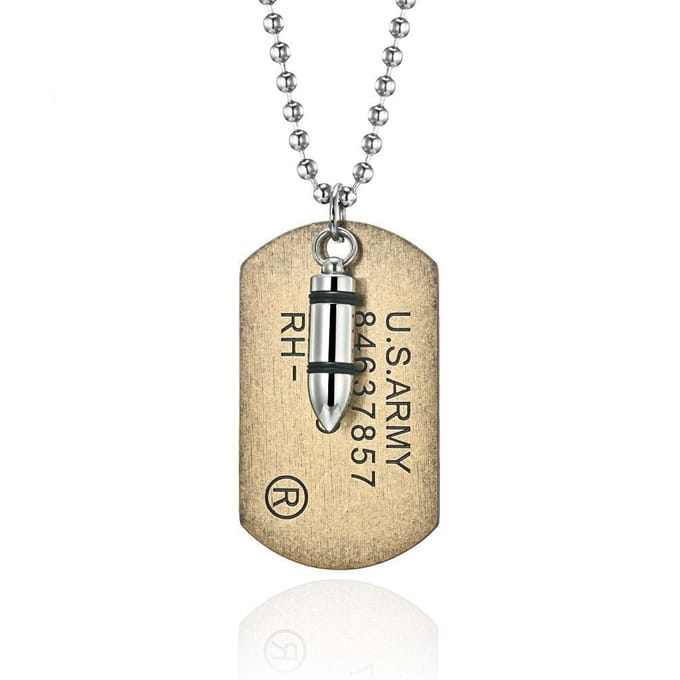 US Marine Corps US Army Merk Kogels Dubbellaags Titanium Staal Ketting Hanger beige