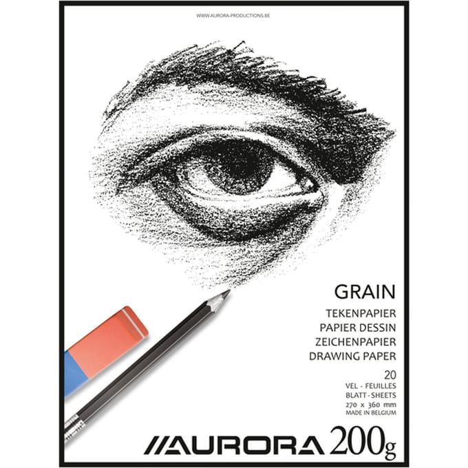 Aurora Tekenblok - Grain - Tekenpapier - Schetsblok - 270x360mm - 200gr - 20 vel