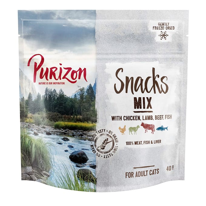 3x40g Snack Kip&Vis graanvrij Purizon Kattensnack