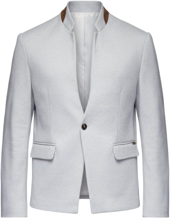 OMBRE Blazer - Regular Fit - Knopen - Gemeleerd Grijs gemêleerd M