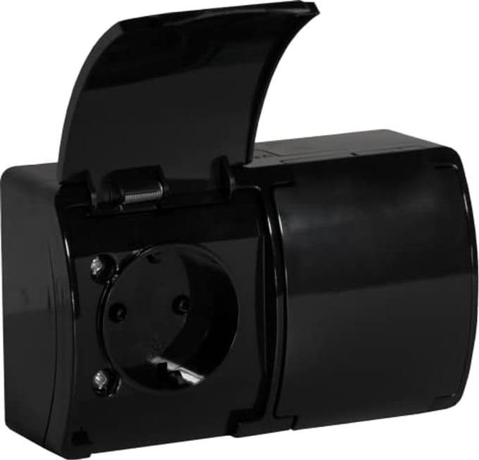 Stopcontact 2x2P+Z Schuko IP44 voor Buitengebruik