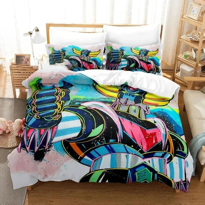 Goldorak 3D Print Grendizer Gedrukt Beddengoedset Dekbedovertrek Kussensloop Beddengoedset Linnen Laken Dekbedovertrek Volledig Queen King Size 70x133cm 2pcs
