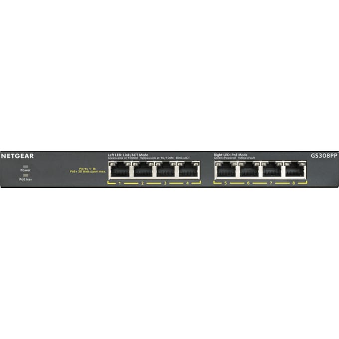 NETGEAR GS308PP - Netwerk Switch - Unmanaged - 1 Gbps - PoE Switch - 8 poorten