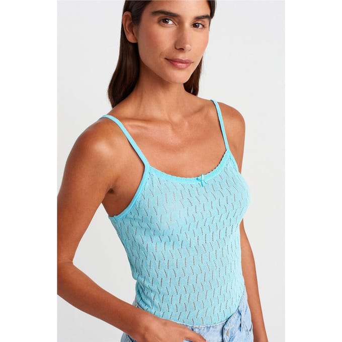 Gestreepte Crop Camisole Blouse met Strikdetail