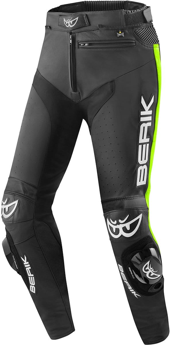 Berik Track Zwart Geel Leren Motorbroek - Broek