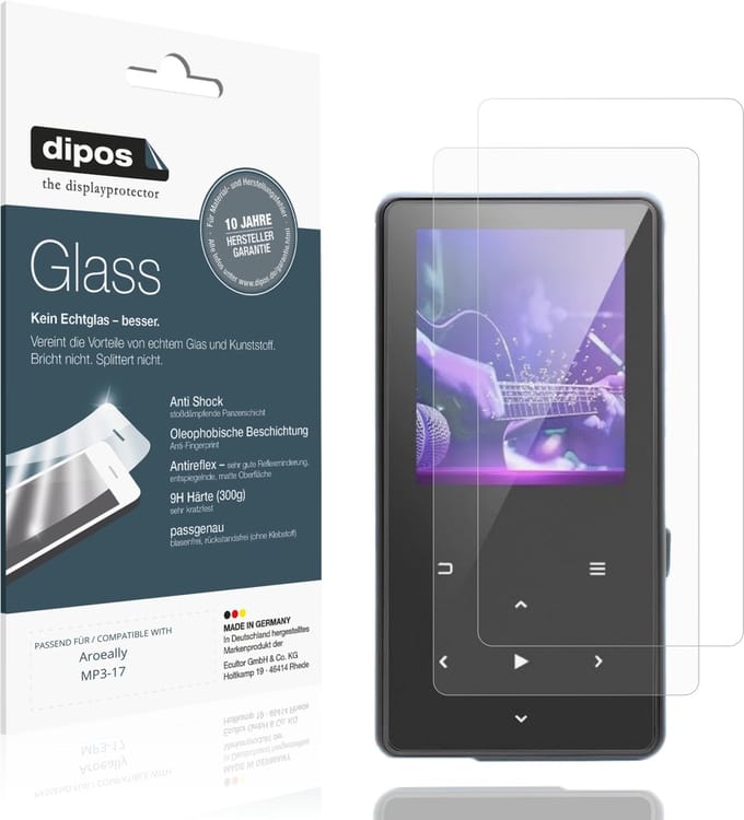 dipos – 2x Matte Pantserfolie geschikt voor Aroeally MP3-17 | 9H Screenprotector