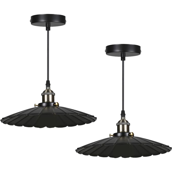 Tomshine AC110V Retro hanglamparmaturen E26-fitting Vintage kroonluchter hanglamp 2 Packs zwart