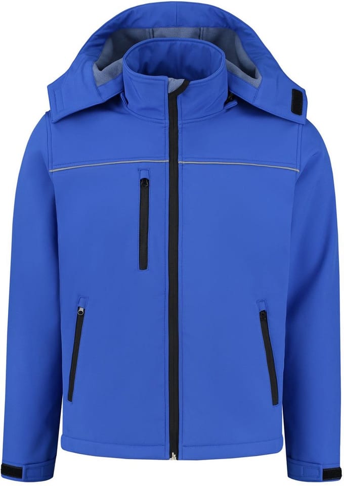 Softshell basic met capuchon korenblauw maat L