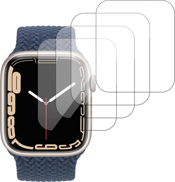 Screenprotector geschikt voor Apple Watch Series 7 41mm - Full Screen Protector - Gehard Glas - 4 Stuks