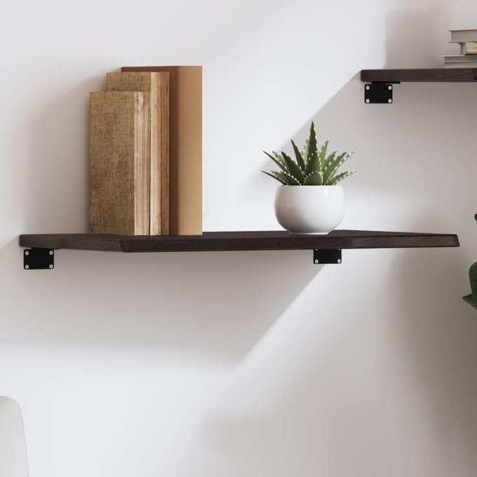 vidaXL - Wandschap - 60x30x2 - cm - behandeld - massief - eikenhout - donkerbruin