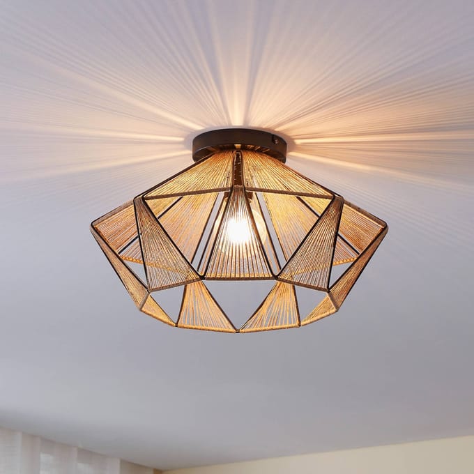 EGLO Adwickle Plafondlamp - E27 - Ø 44,5 cm - Zwart/Bruin