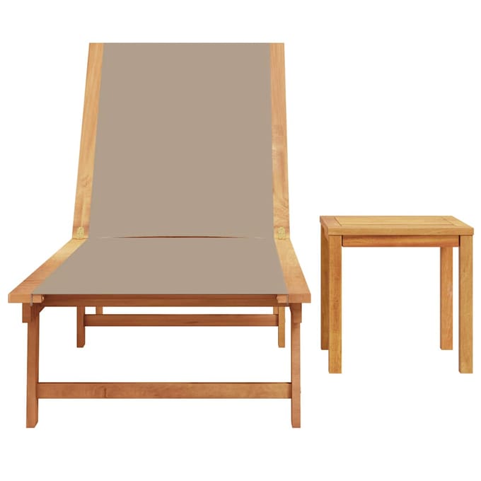 vidaXL - Ligbed - met - tafel - massief - acaciahout - en - textileen - taupe