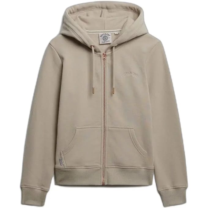 Superdry - Essential Logo halfgeborstelde hoodie met rits - Dames - Hoodies