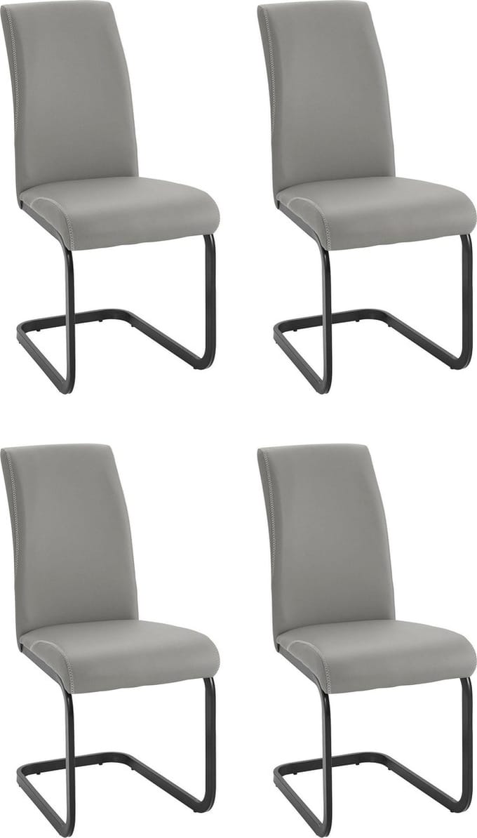 Hermine-Eetkamerstoel - 4 Pack - Grijs PU