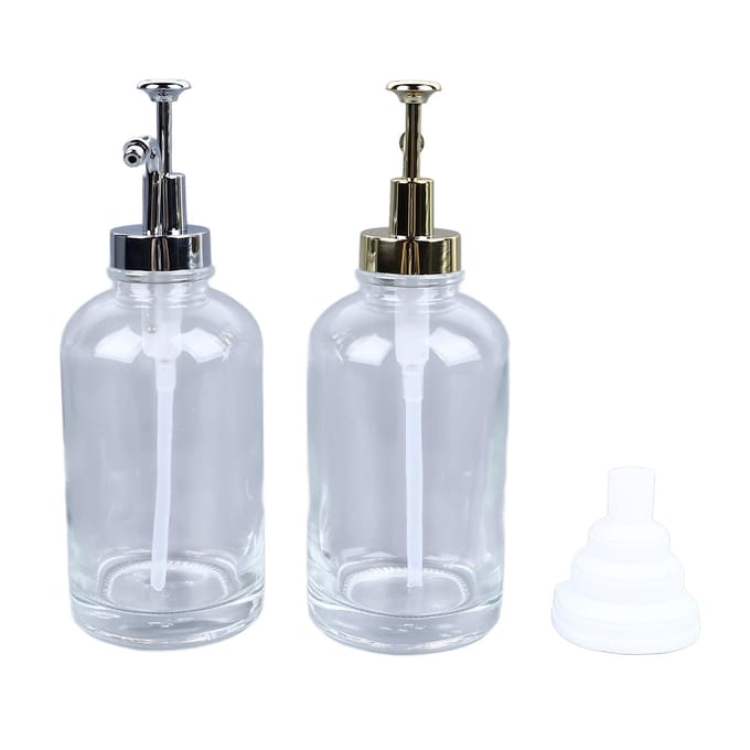 2 STUKS Koffiesiroopdispensers 500ml Glazen Fles Dispenser met RVS Pomp Koffiebar gray