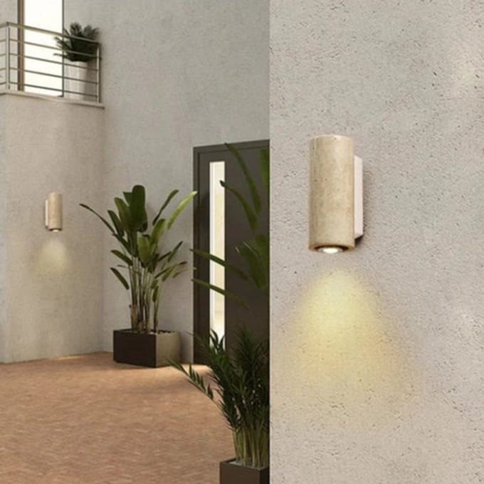 Wandlamp- Natuurlijk travertin – Warme en stijlvolle