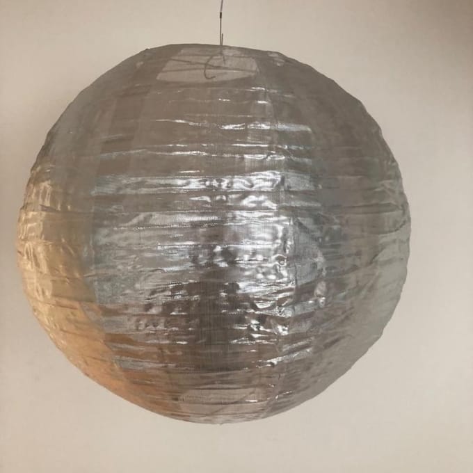 5 x Nylon lampion zilver 45 cm - onverlicht - weerbestendig