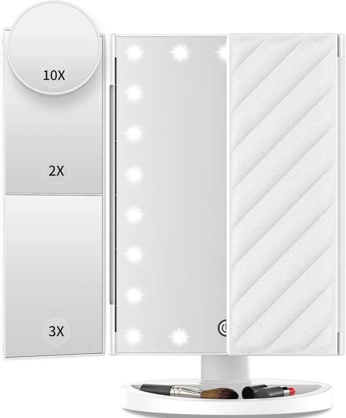 Verlichte make-upspiegel met vergroting en LED verlichting