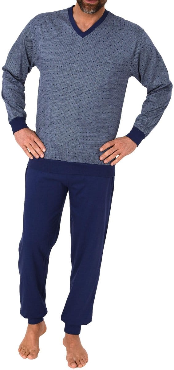 Herenpyjama met lange mouwen en manchetten Pyjama's in een classy look - ook in oversizes